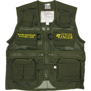 A Junior Ranger Vest with the word ranger on it.
