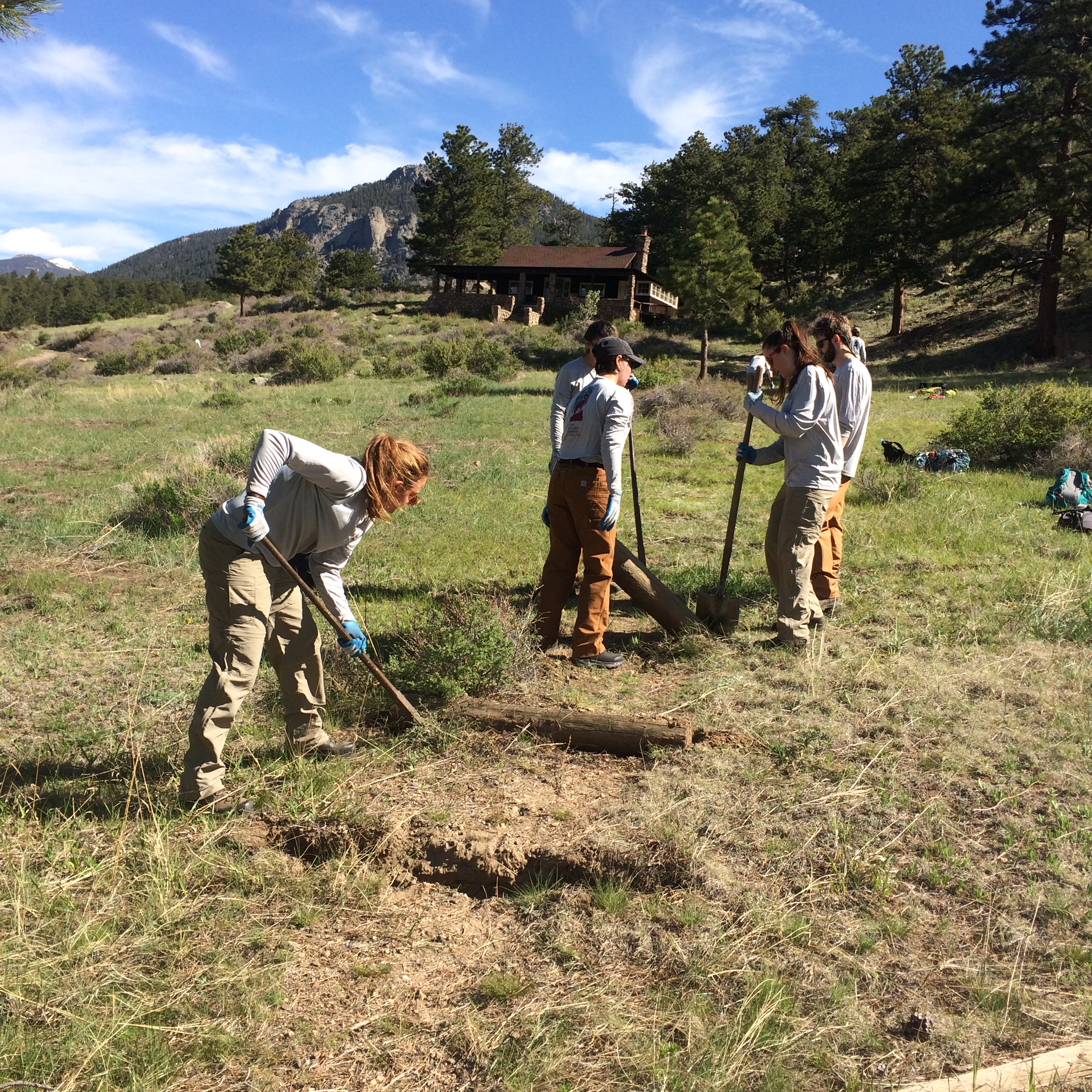 RMC-CC Members work on the trail leading to the William Allen White Cabin