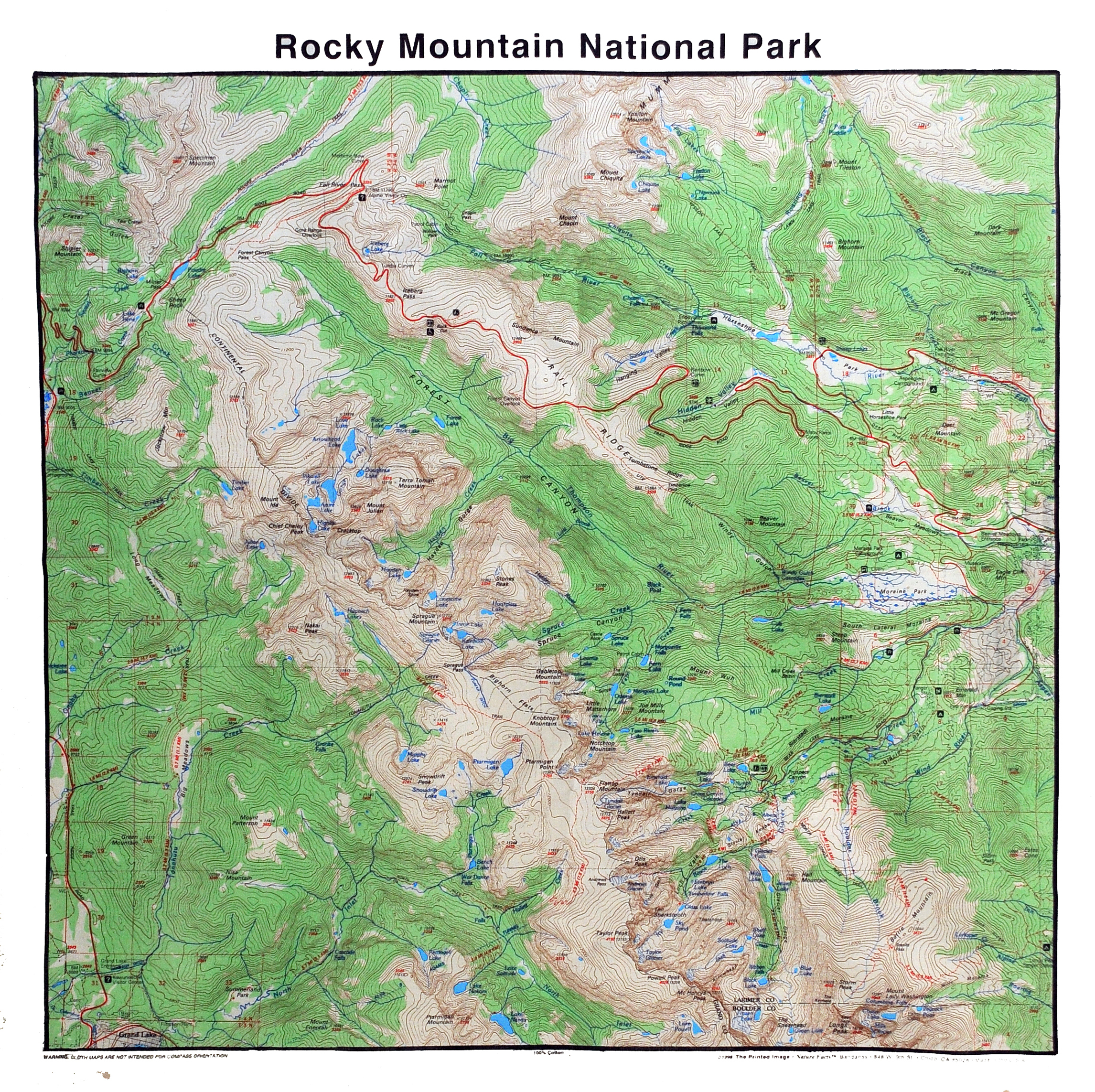 Rocky Mountain National Park Boundary Map Bandana - Map Of Rmnp - Rocky Mountain Conservancy