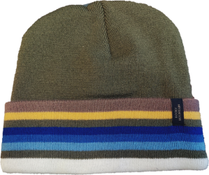 A Pendleton RMNP Collection Knit Hat with a blue, yellow and green stripe.
