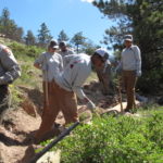 A group of people working on a trail.