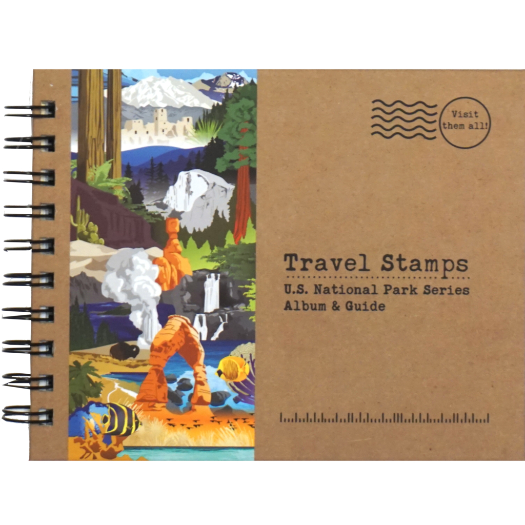 travel book with official stamps