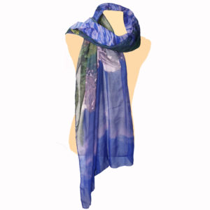A blue Sprague Lake scarf on a mannequin.