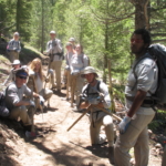 A group of hikers on a trail.