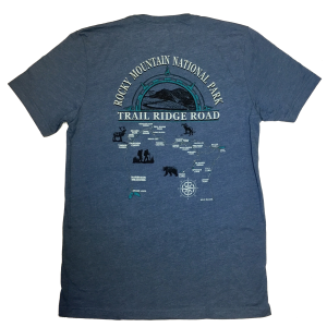 A Short Sleeved Shirt - RMNP Trail Ridge Road with the words trail remembrance road on it.