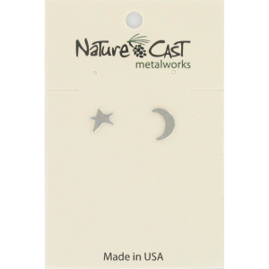Nature's cast star and moon earrings - made in usa.