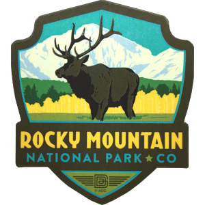 Rocky Mountain National Park Magnet - RMNP Elk Scene Emblem Logo.