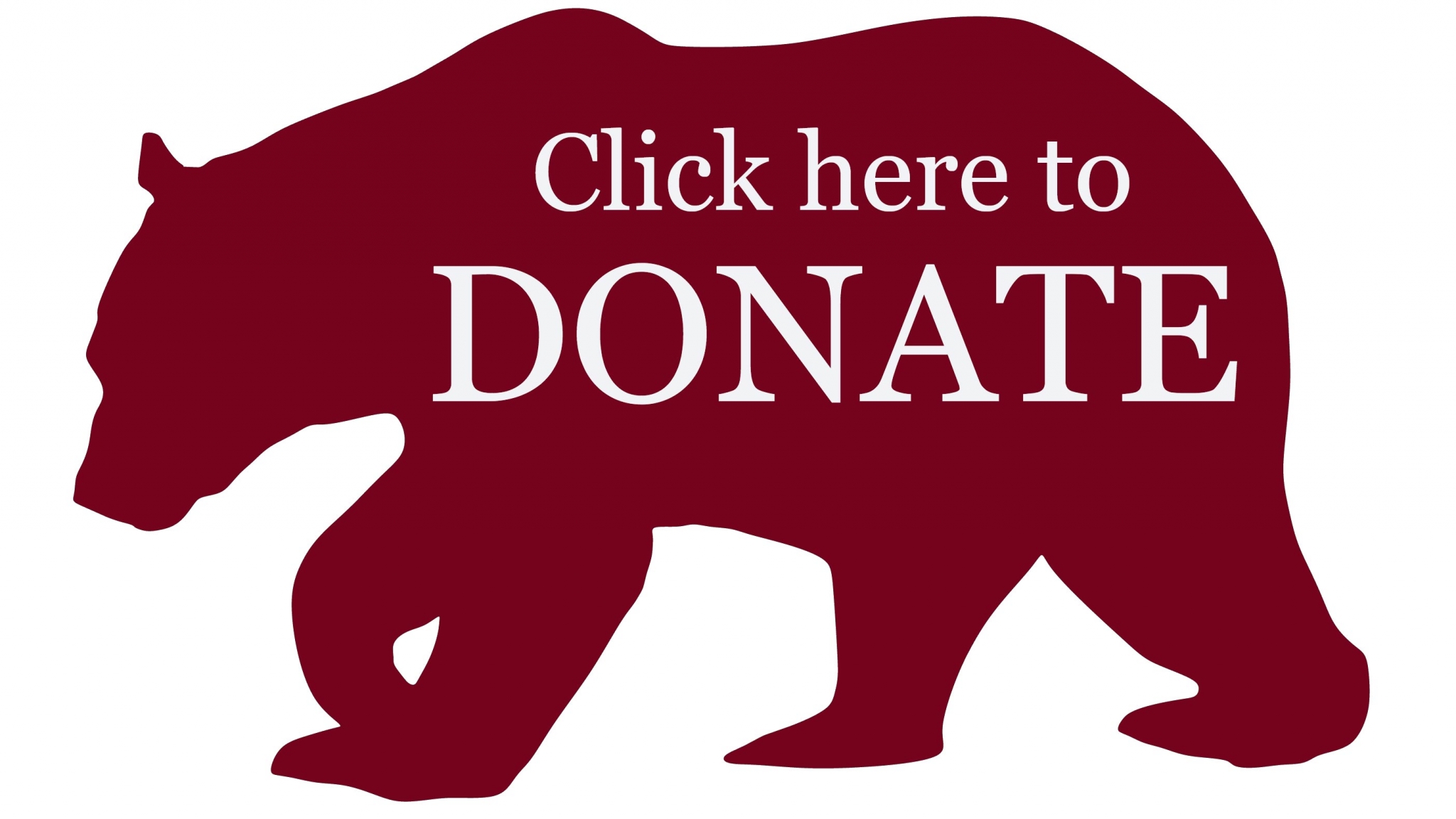 A bear with the words click here to donate.