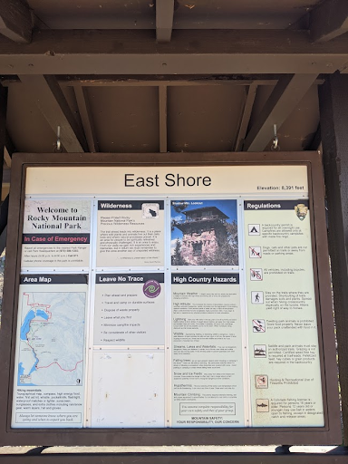East Shore Trailhead sign in Rocky