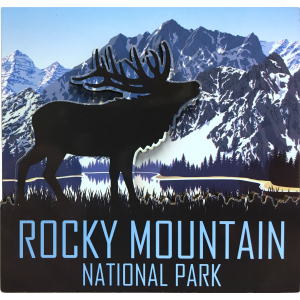 Rocky mountain national park magnet - RMNP Elk Silhouette 3D.