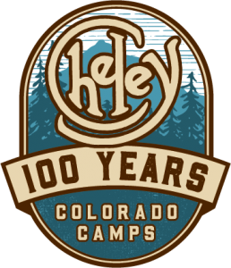 Cheley 100 years colorado camps logo.