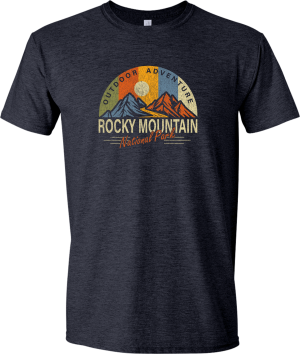 A T-shirt with the words "RMNP Dome Stripe" on it.