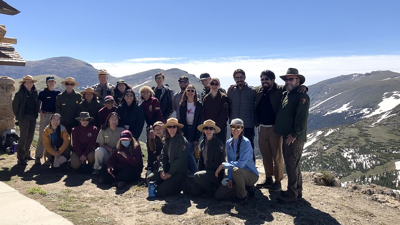 Group of people on a mountainside