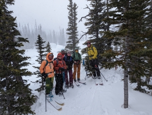 People preparing to ski