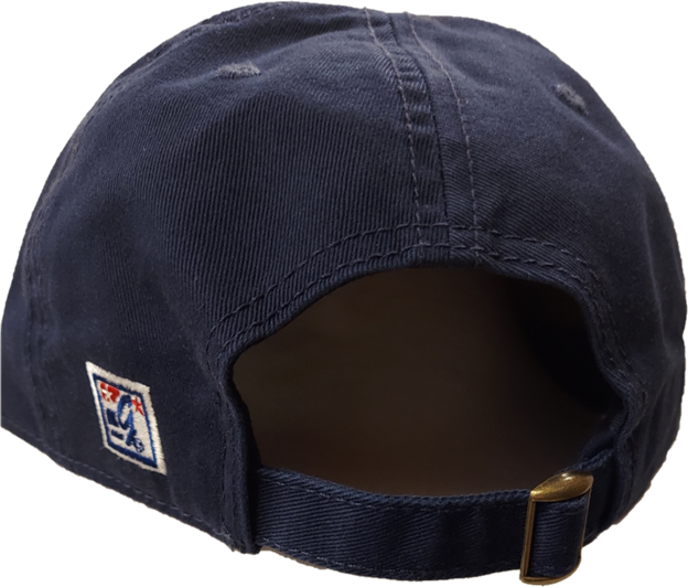 A navy baseball cap with an emblem on the back, Hat - RMNP Night Sky Bear.