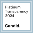 Square graphic with a light blue border containing the text "Platinum Transparency 2024" and "Candid." in black font on a white background.