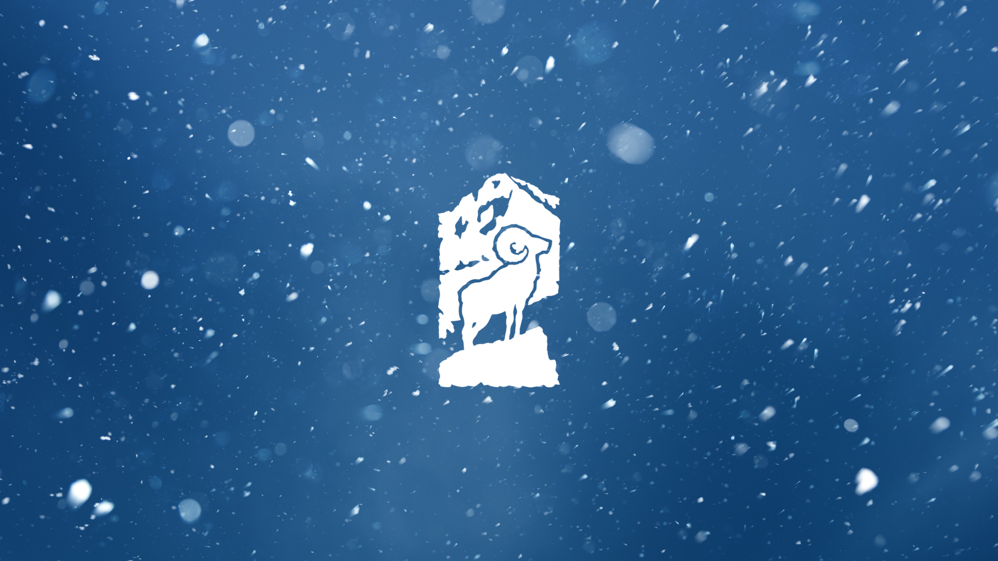 The Rocky Mountain Conservancy logo of bighorn sheep silhouette on a snowy blue background.